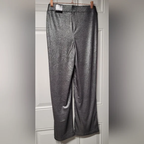 Soho apparel ltd small Chic Silver Metallic Pants wide leg - Picture 2 of 5
